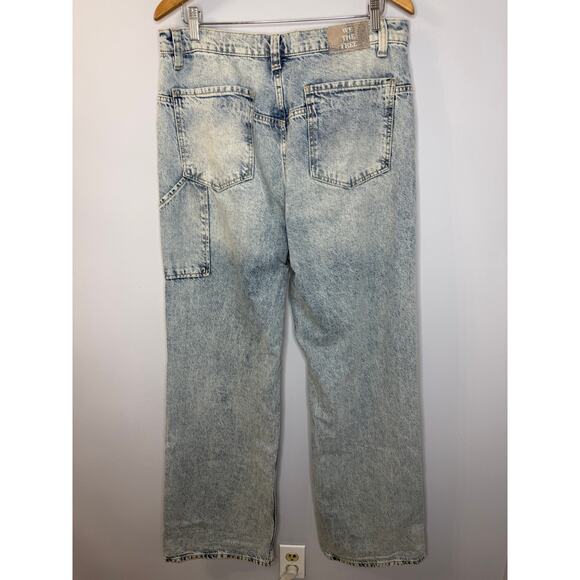 Free People We The Free Tinsley Baggy High-Rise Wide Leg Jeans Bright Eyes Sz 31 - Picture 9 of 16